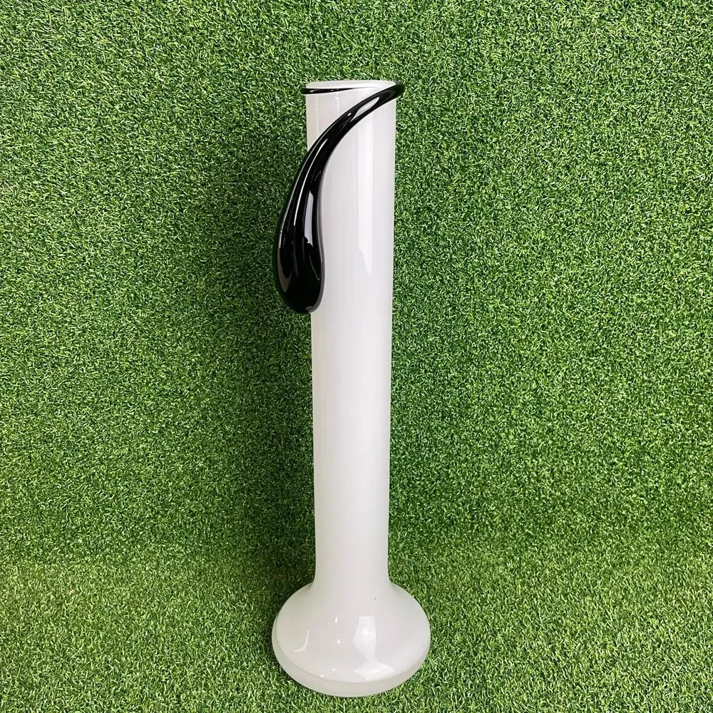 Vintage White Black Tarnowiec Hand Made Art Glass Vase